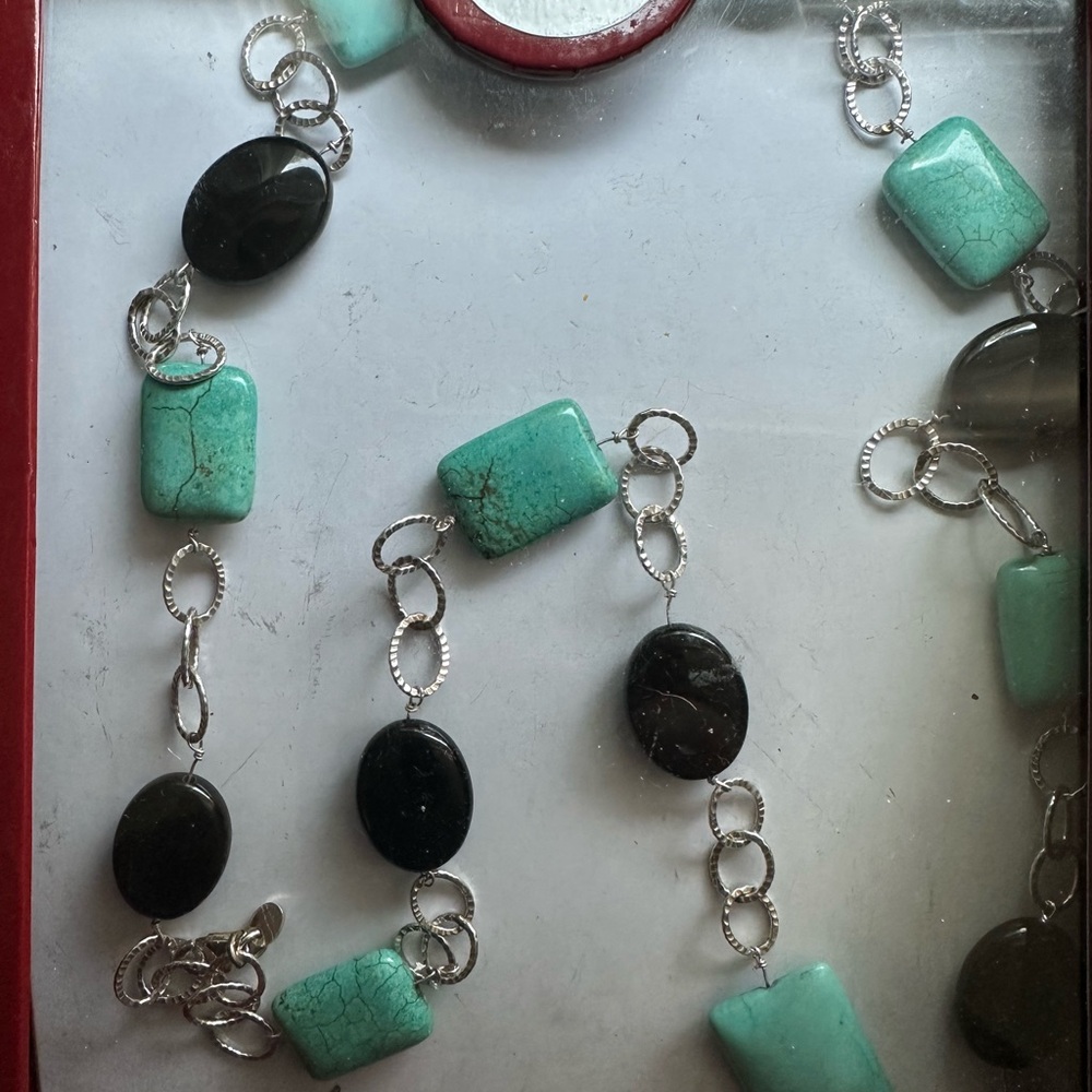 Elementz Blue and Black Necklace with Silver Accents
